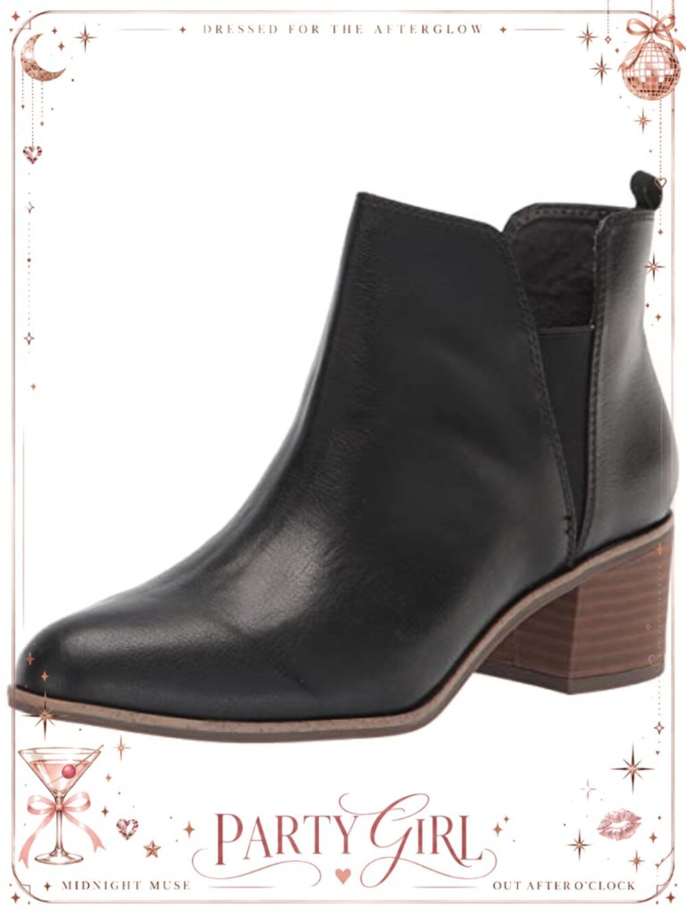 Faux Leather Ankle Bootie Chelsea Slip On Block Heel Comfort
